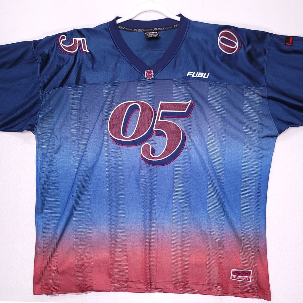 Vintage FUBU Sports‎ Football Jersey Blue Red Ombre Mesh 05 Embroidered Mens 4X
